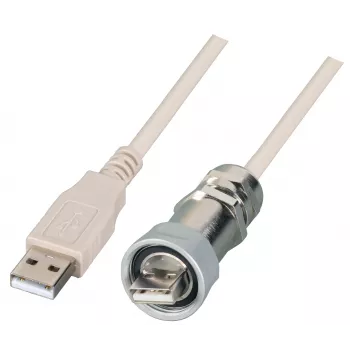 EFB IP67 USB 2.0 kabelska uvodnica M20, USB Type-A utikač na USB Type-A utikač, 1,0 m, srebrno-crni