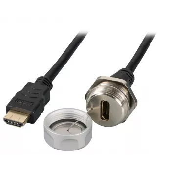 EFB Elektronik IP67 HDMI ugradbena utičnica, M25, HDMI A-A utičnica-utikač, servisni port, sigurnosno uže, 1,0 m