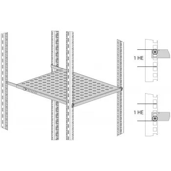 EFB Elektronik 19 inch 0.5U fiksna polica, podesiva dubina 950-1050 mm, nosivost 70 kg, za dubinu ormarića 1200 mm, RAL 7035 svijetlo siva