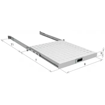 EFB-Elektronik 19 inch 1U izvlačna polica, podesiva dubina ugradnje 950-1050 mm, nosivost 30 kg, dubina ormara 1200 mm, RAL 7035 svijetlosiva