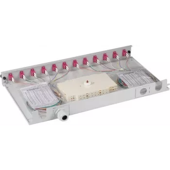 EFB-Elektronik B71901L12OM4 LC spojna kutija OM4 multimode 12 pigtaila 6 adaptera izvlačiva ladica 19 inch rack montaža siva ljubičasta