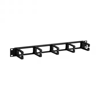 EFB ELEKTRONIK 19 inch 1U panel za upravljanje kabelima s 4 provodnika i 5 plastičnih držača, RAL 9005 duboko crna