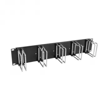 EFB 19 inch 2U panel za upravljanje kabelima s 5 x metalnih dvostrukih držača 75 mm RAL9005 (699983TS.1)