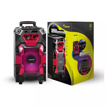 Leicke DJ ROXX TROLLEY PRO prijenosni PA zvučnički sustav s Bluetoothom, 100W RMS, 10 inch woofer, LED svjetla, kolica, mikrofon, daljinski upravljač