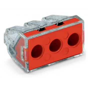 WAGO 773-173 spojna kutija, 3-polna, Push-Wire, 41A, 400V, crveno-prozirna