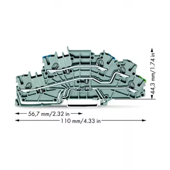 WAGO 2003-6646 višerazinska instalacijska stezaljka, N/L/PE, 2,5 mm², Push-in CAGE CLAMP, siva