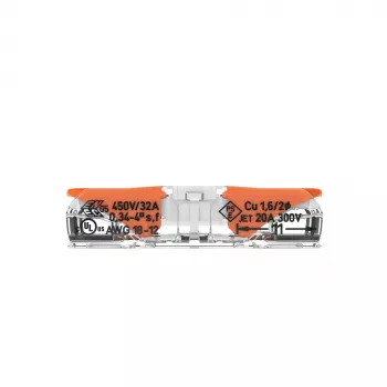 WAGO 221-2401 inline spojni konektor, 2-vodički, 0,2-4 mm², 600 komada, prozirno/narančasti