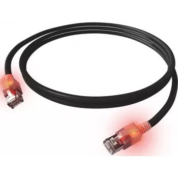 EasyLan DualBoot LED Patch kabel RJ45 S/FTP Cat.6A (klasa EA) sa saCon utikačem LSOH crni 7,5 m