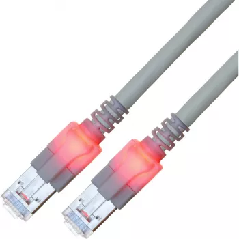 EasyLan Cat.6 Class E S/FTP LSOH sivi Patch kabel 20m - DualBoot LED Patch kabel RJ45 S/FTP