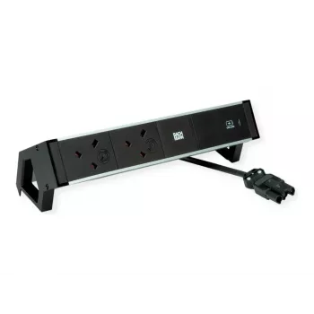 Bachmann Desk 2 Alu stolni produžni kabel - 2x UK Type G utičnice - 2m kabel - crni