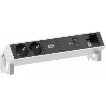 Bachmann DESK2 stolni modul napajanja 2x Schuko 1x USB-C 100W 1x utor za proširni modul 1m kabel INOX