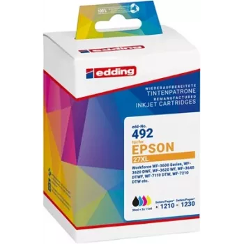 Edding kompatibilne tintne patrone kombinirano pakiranje za Epson 27XL (cijan, magenta, žuta) - visokog kapaciteta - 3 komada