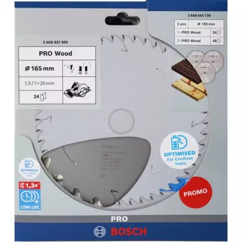BOSCH POWERTOOLS PRO Wood akumulatorska kružna oštrica pile 165 mm (paket 3 kom)