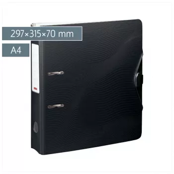 BRUNNEN WAVE registrator s polugom onyx crni plastika 7,0 cm DIN A4