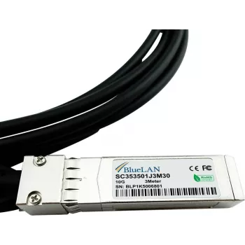 BlueLAN MCP2100-X003A-BL pasivni SFP+ na SFP+ Direct Attach kabel kompatibilan s Mellanox 10GBASE-CR, 3m, AWG30