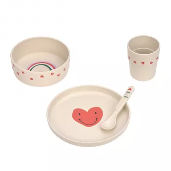 Lassig Happy Rascals Heart Lavender dječji set posuđa od 5 dijelova