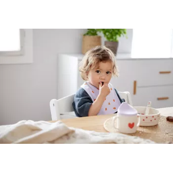 Lassig Happy Rascals Heart Lavender dječji set posuđa od 5 dijelova