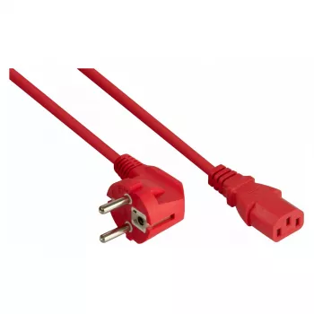 Kabelmeister strujni kabel Schuko utikač tip E+F (90° zakrenut) na IEC C13, crveni, 0,75 m