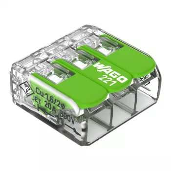 WAGO 221-423 kompaktni spojnik za 3 vodiča, 4 mm², prozirni