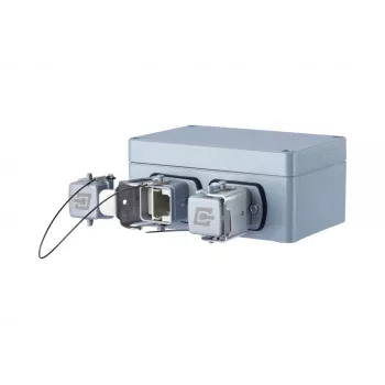 METZ CONNECT E-DAT Industry IP67 V5 2-Port nadžbukna mrežna utičnica, aluminij, siva (1401060320ME)