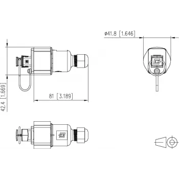 METZ CONNECT RJ45 terenski montažni utikač Cat.6A oklopljen IP67 crni 41,8mm