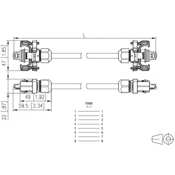 METZ CONNECT E-DAT Industry patch kabel V6 IP67 Cat6 SF/UTP 15m žuti