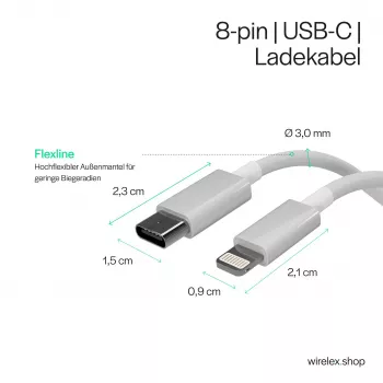 Flexline USB-C na Lightning kabel, PD, bijeli, 0,5m (FL31-13050)