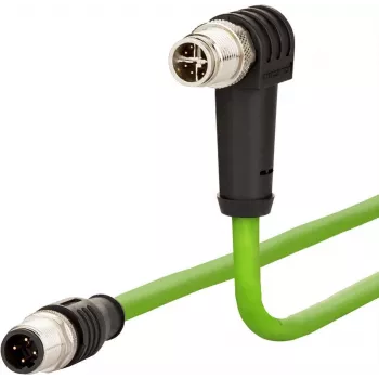METZ CONNECT 142M2X1B050 M12 Cat6a mrežni kabel, 8-pinski ravni na kutni, 5 m, S/FTP, zeleni