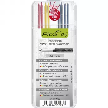 Pica DRY Refills Basis, grafit, crvena i žuta mina, 10 komada, za Pica-Dry Longlife automatsku olovku