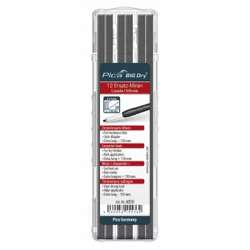 Pica BIG DRY Refills Carpenters 2H - 12 mina, crnih, pravokutni profil