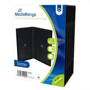 MEDIARANGE maloprodajno pakiranje DVD kutija dvostruka - DVD video kutija - kapacitet: 2 CD/DVD - crna (pakiranje od 5)