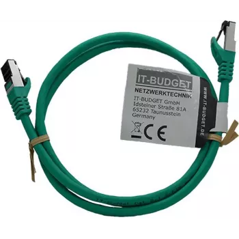 IT-BUDGET Full Copper Premium patch kabel - Flex AWG 26 - Cat.8.1 - 2000 MHz - bez halogena - PoE+ - 40 Gbit - zeleni - 1,5 m