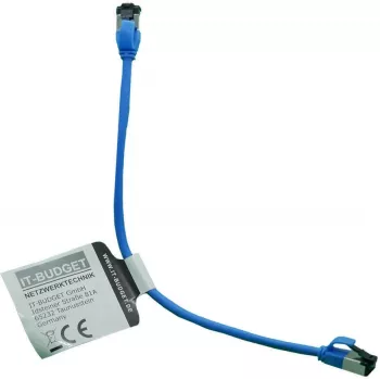 IT-BUDGET Full Copper Premium patch kabel - Slim AWG 28 - Cat.8.1 - 2000 MHz - bez halogena - PoE+ - 40 Gbit - plavi - 0,15 m
