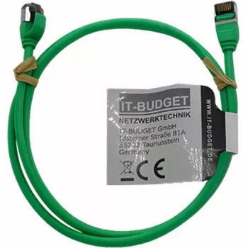 IT-BUDGET Full Copper Premium patch kabel - Slim AWG 28 - Cat.8.1 - 2000 MHz - bez halogena - PoE+ - 40 Gbit - zeleni - 1 m