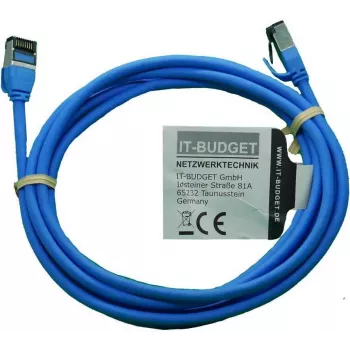 IT-BUDGET Full Copper Premium patch kabel - Slim AWG 28 - Cat.8.1 - 2000 MHz - bez halogena - PoE+ - 40 Gbit - plavi - 3 m