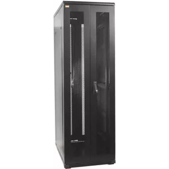 IT-BUDGET 19 inch mrežni ormar SRK - kompletan set - 38U - 800x800 mm - perforirana dvostruka vrata sprijeda i straga - 4 aktivna ventilatora - PDU - police - rastavljeno - crni (90ITB19SRK3888DTS)