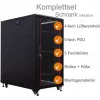 IT-BUDGET 19 inch mrežni ormar SRK - kompletan set - 27 HE - ŠxD 800x800 mm - staklena/čelična vrata - 4 aktivna ventilatora - PDU - ladice - predmontiran - crni (99ITB19SRK2788GSM)