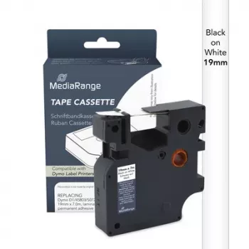 MediaRange kompatibilna kaseta s etiketnom trakom Dymo D1 19mm x 7m, crno na bijelom (MRDY45803)