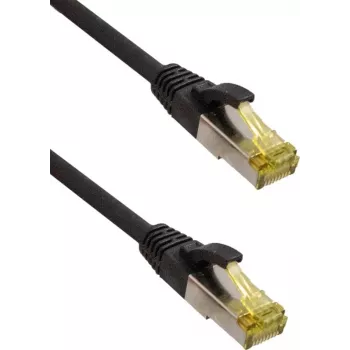 IT-BUDGET Full Copper Premium patch kabel - Super Flex TPE - Cat.6A - s Cat.7 sirovim kabelom - 600 MHz - bez halogena - PoE+ - 10GBit - crni - 0,50 m
