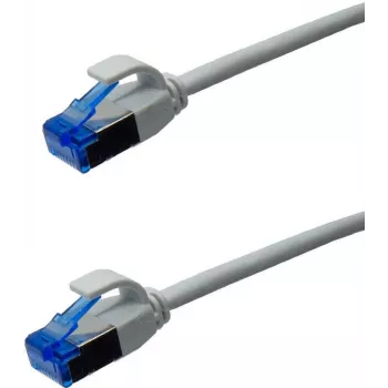 IT-BUDGET Full Copper Premium patch kabel - Slim AWG 28 - Cat.6A - 500 MHz - bez halogena - PoE++ - 10 Gbit - sivi - 1,5 m