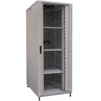 IT-BUDGET 19 inch mrežni ormarić SRK kompletan set 42U 800x800mm staklena/čelična vrata 4 ventilatora PDU police flatpack svijetlosivi (90ITB19SRK4288GG)