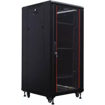 IT-BUDGET 19 inch mrežni ormarić SRK - 27U - 600x600 mm - vrata od kaljenog stakla/punog čelika - predmontiran - crni (99ITB19SRK2766GSNM)