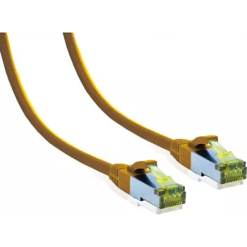 IT-BUDGET Premium patch kabel Cat.6A s Cat.7 sirovim kabelom - 600 MHz - bez halogena - PoE+ - 10 Gigabit - žuti - 1 m