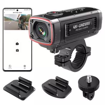 AKEEYO AKY-710S 4K motociklistička dash kamera dvokanalna s GPS-om, Wi-Fi, IP67 vodootporna - crna