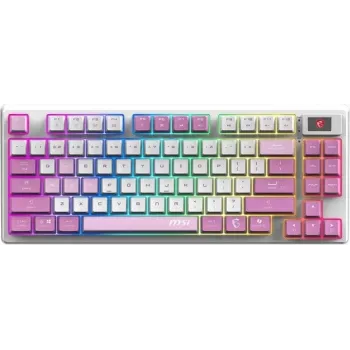 MSI Forge GK600 TKL RGB mehanička gaming tipkovnica, francuski AZERTY raspored, bijelo-ljubičasta, Kailh Red prekidači