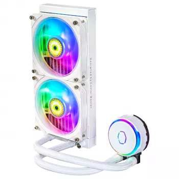 Cooler Master MasterLiquid PL240 FLUX bijelo CPU vodeno hlađenje, 240mm radijator, 2x 120mm ventilatora, ARGB, LGA1700/AM5