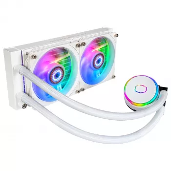 Cooler Master MasterLiquid PL240 FLUX bijelo CPU vodeno hlađenje, 240mm radijator, 2x 120mm ventilatora, ARGB, LGA1700/AM5