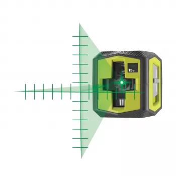 RYOBI križni linijski laser, zelena zraka, domet 15 m