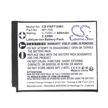 Cameron Sino NP-70S Replacement Battery for Fujifilm Instax Mini 99, Mini 90, Mini 70, FinePix F200EXR, Z300 (710mAh, 3.7V, Li-ion, Black)