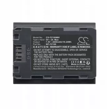 Cameron Sino CS-FZ100MH Replacement Battery for Sony NP-FZ100, 2200mAh, 7.2V, Li-ion, Black